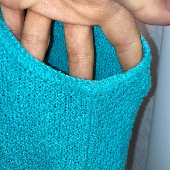 VTG Cropped Knit Turquoise Cotton Tank Top SZ: Medium - Picture 4 of 5